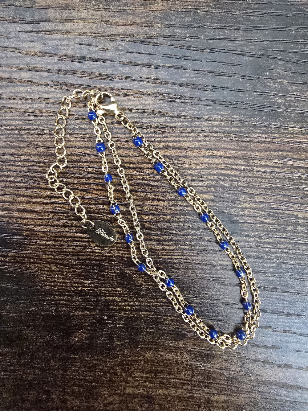 Plunder Gold-Tone Multi-Strand Bracelet with Blue Beads
